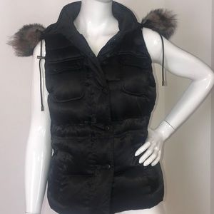 Banana Republic Black Sateen Down Puffer Vest